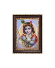 Sri Krishna Digital Print Photo 6.7x8.7 inches - Vibrant Religious Desk And Wall Art for Home , Office and Temple Decor and Gifting.