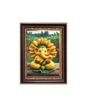 Sri Ganeshji Digital Print Photo 6.7x8.7 inches - Vibrant Religious Desk And Wall Art for Home , Office and Temple Decor and Gifting.