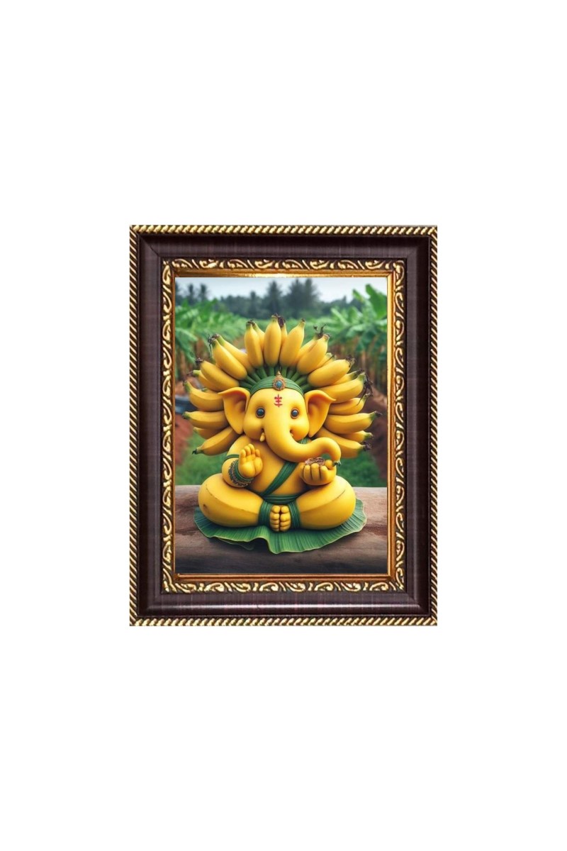Sri Ganeshji Digital Print Photo 6.7x8.7 inches - Vibrant Religious Desk And Wall Art for Home , Office and Temple Decor and Gifting.
