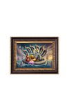 Lord Vishnu and Mata Lakshmi in Sheshnag  Digital Print Photo 6.7x8.7 inches - Vibrant Religious Desk And Wall Art for Home , Office and Temple Decor and Gifting.