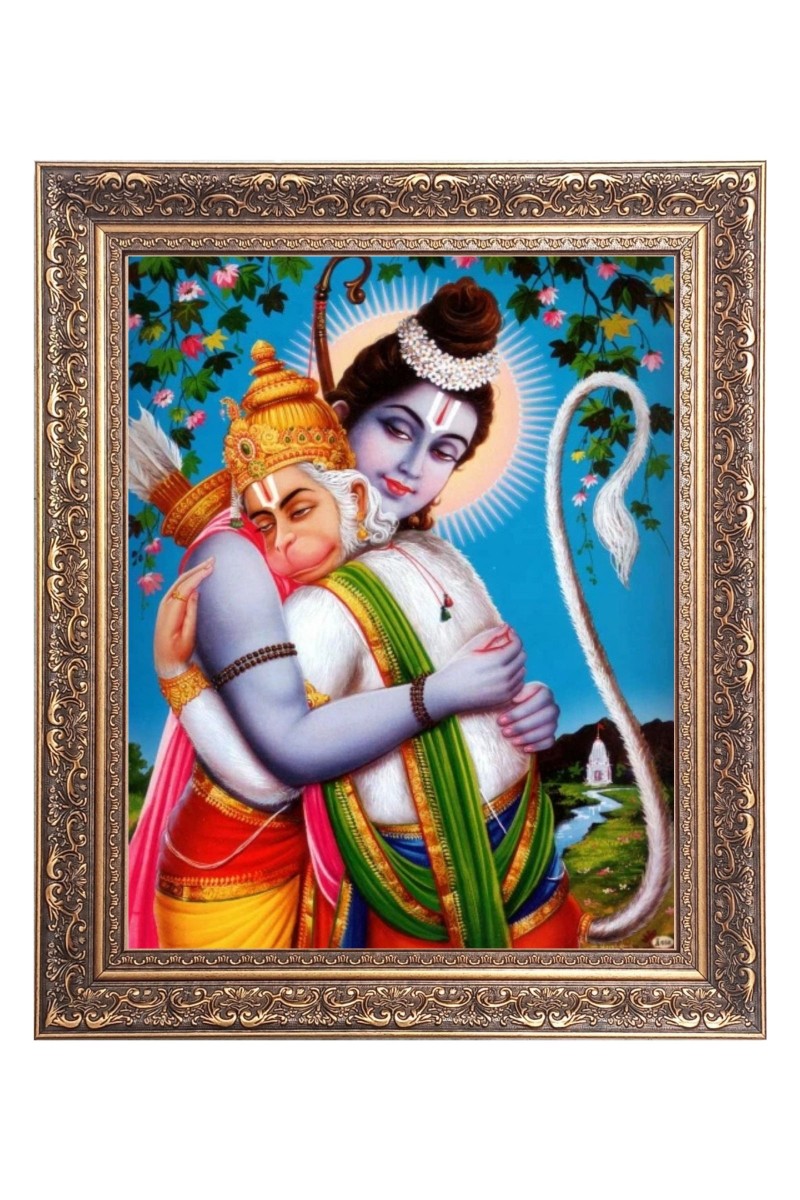 Sri Ram and Sri Hanumanji Big Photo Frame - 10x14 Inches for Home ,Temple &  Office Decoration