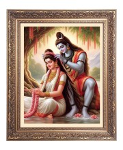 Lord Shiv & Maa Parbati Big Photo Frame - 10x14 Inches for Home ,Temple &  Office Decoration