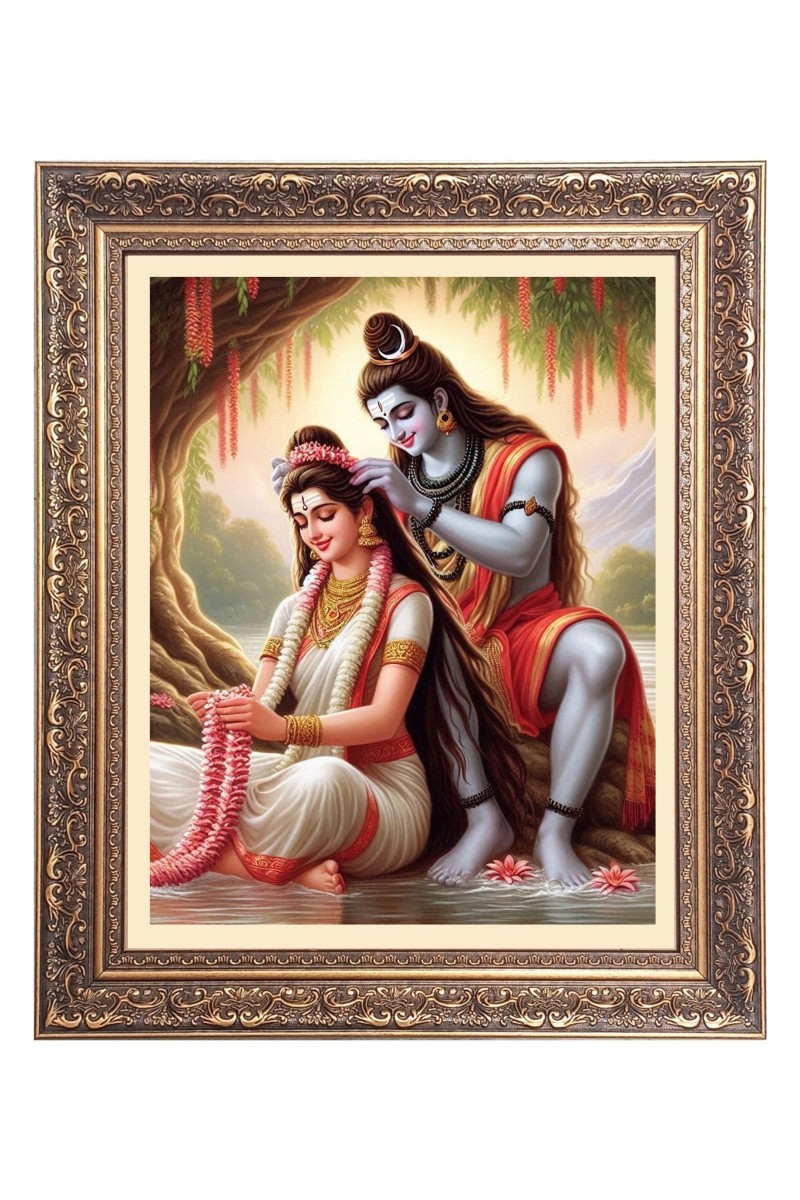 Lord Shiv & Maa Parbati Big Photo Frame - 10x14 Inches for Home ,Temple &  Office Decoration