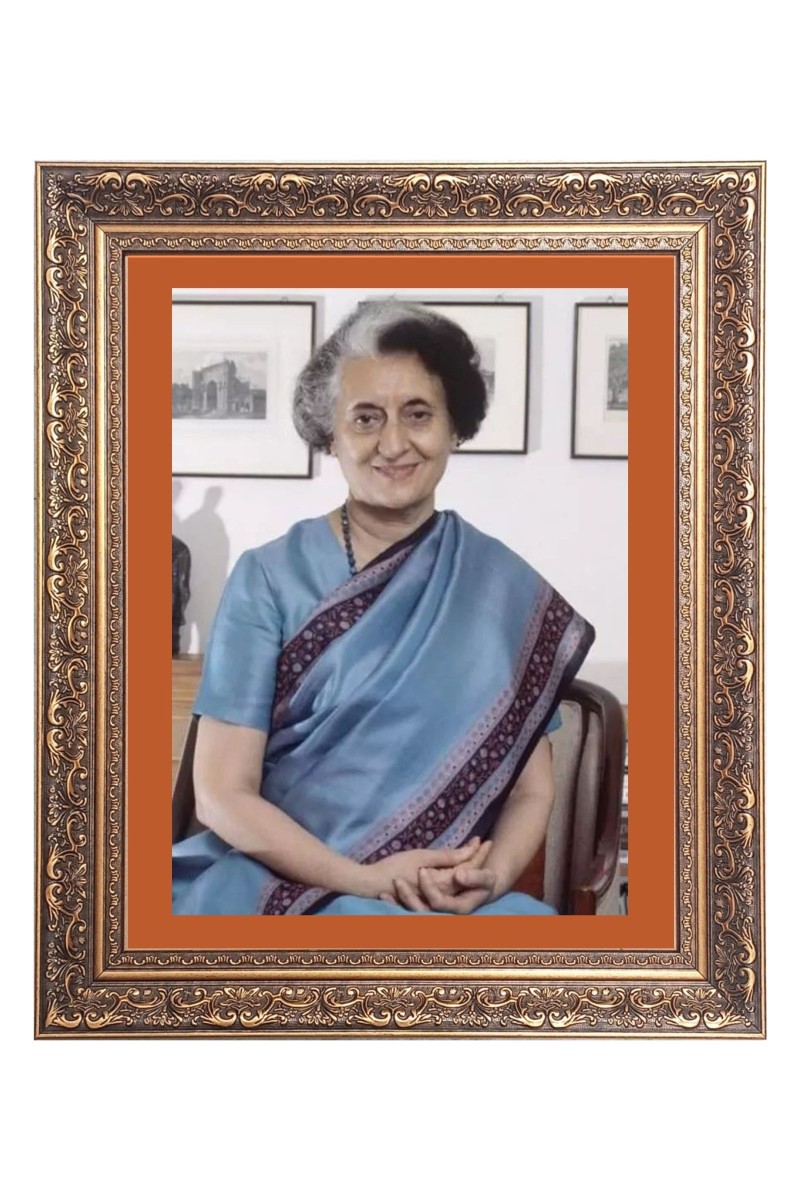 Mrs. Indira Gandhi Big Photo Frame - 10x14 Inches for Home ,Temple &  Office Decoration