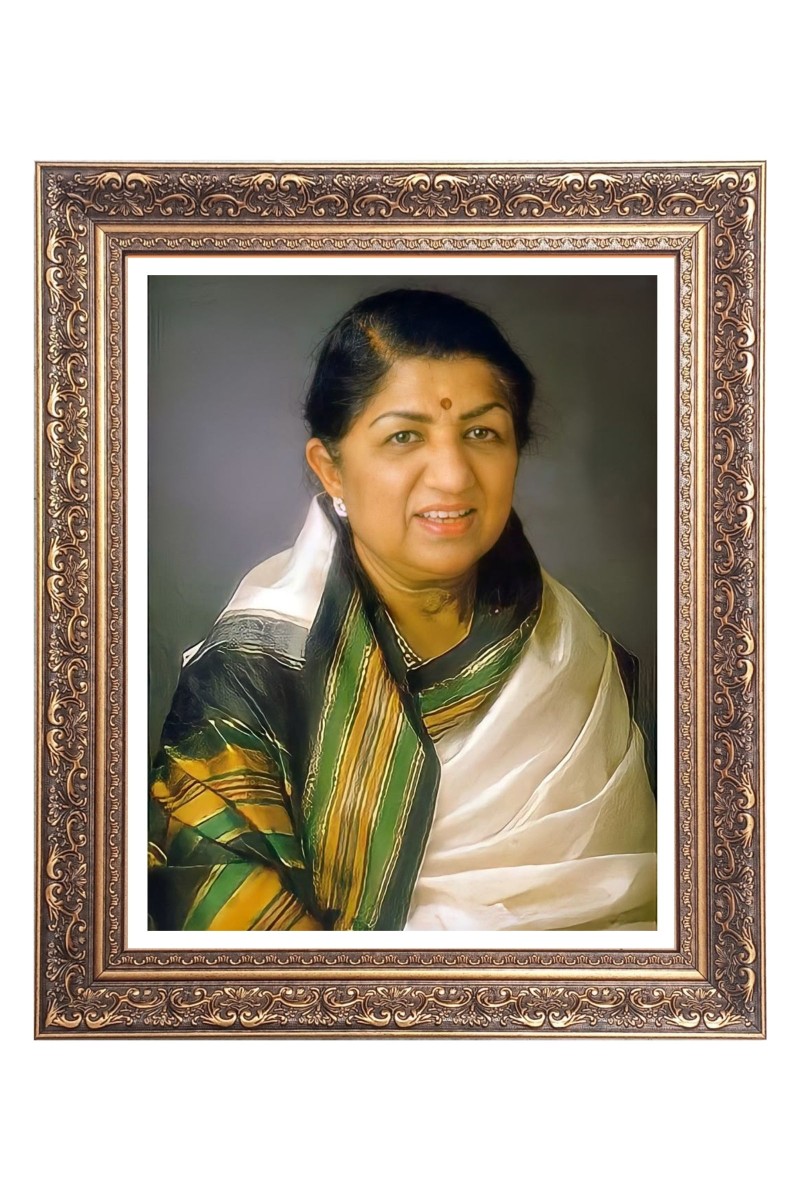 Indian playback singer Mrs. Lata Mageshkar Big Photo Frame - 10x14 Inches for Home ,Temple &  Office Decoration