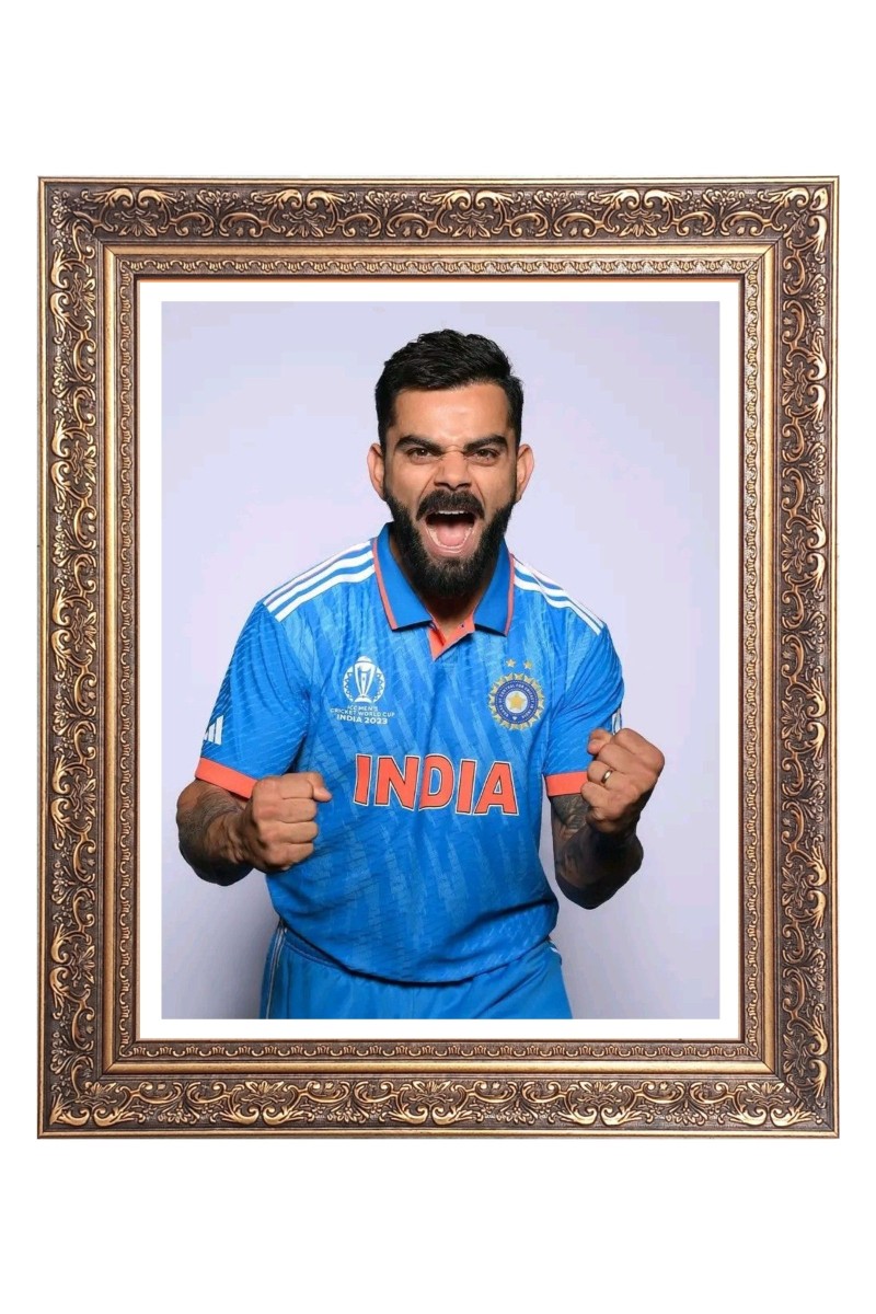 Sri Virat Koholi Big Photo Frame - 10x14 Inches for Home ,Temple &  Office Decoration