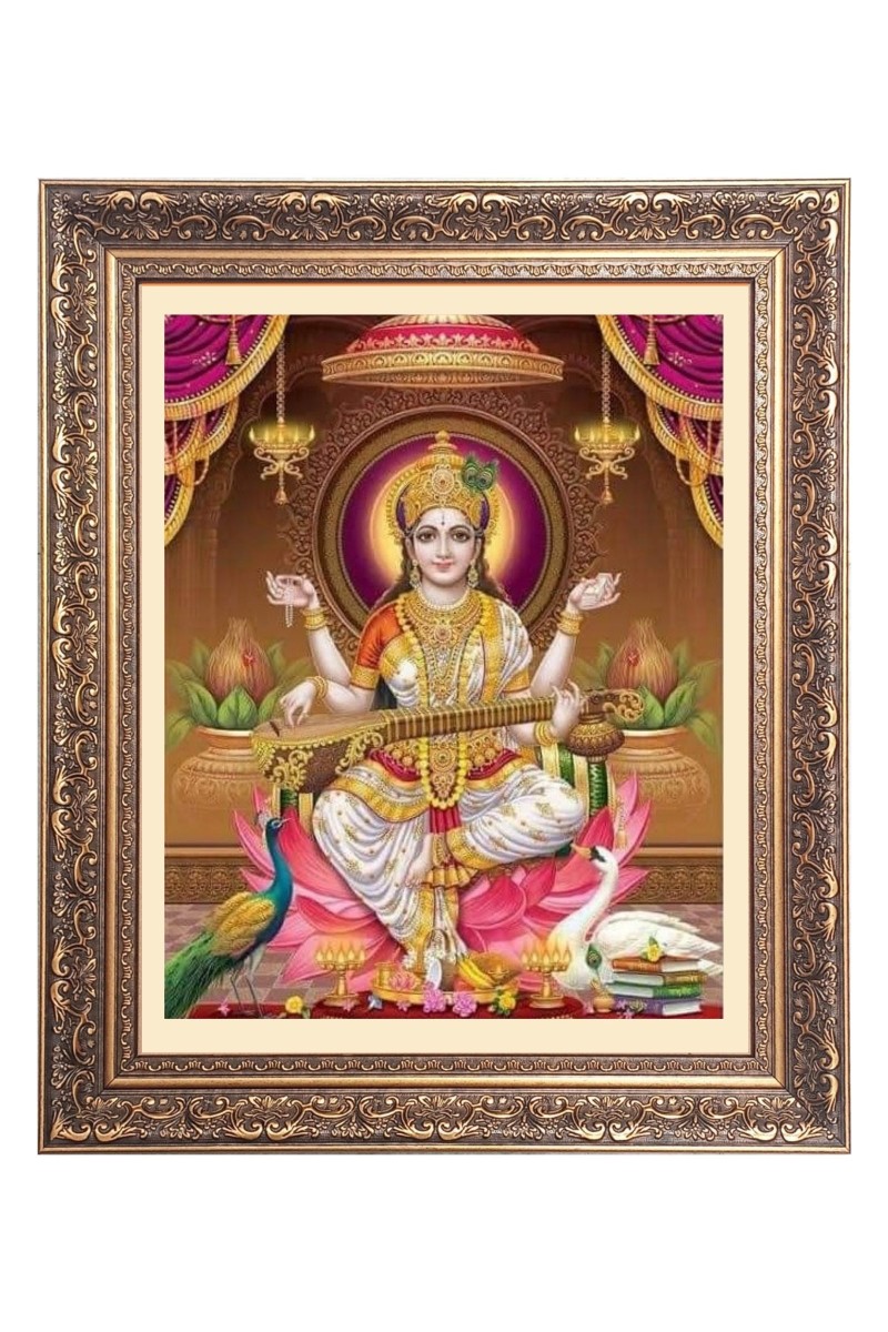 Maa Saraswati Big Photo Frame - 10x14 Inches for Home ,Temple &  Office Decoration