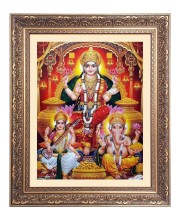 Maa Lakshmi,Maa Saraswati and Sri Ganesh Big Photo Frame - 10x14 Inches for Home ,Temple &  Office Decoration