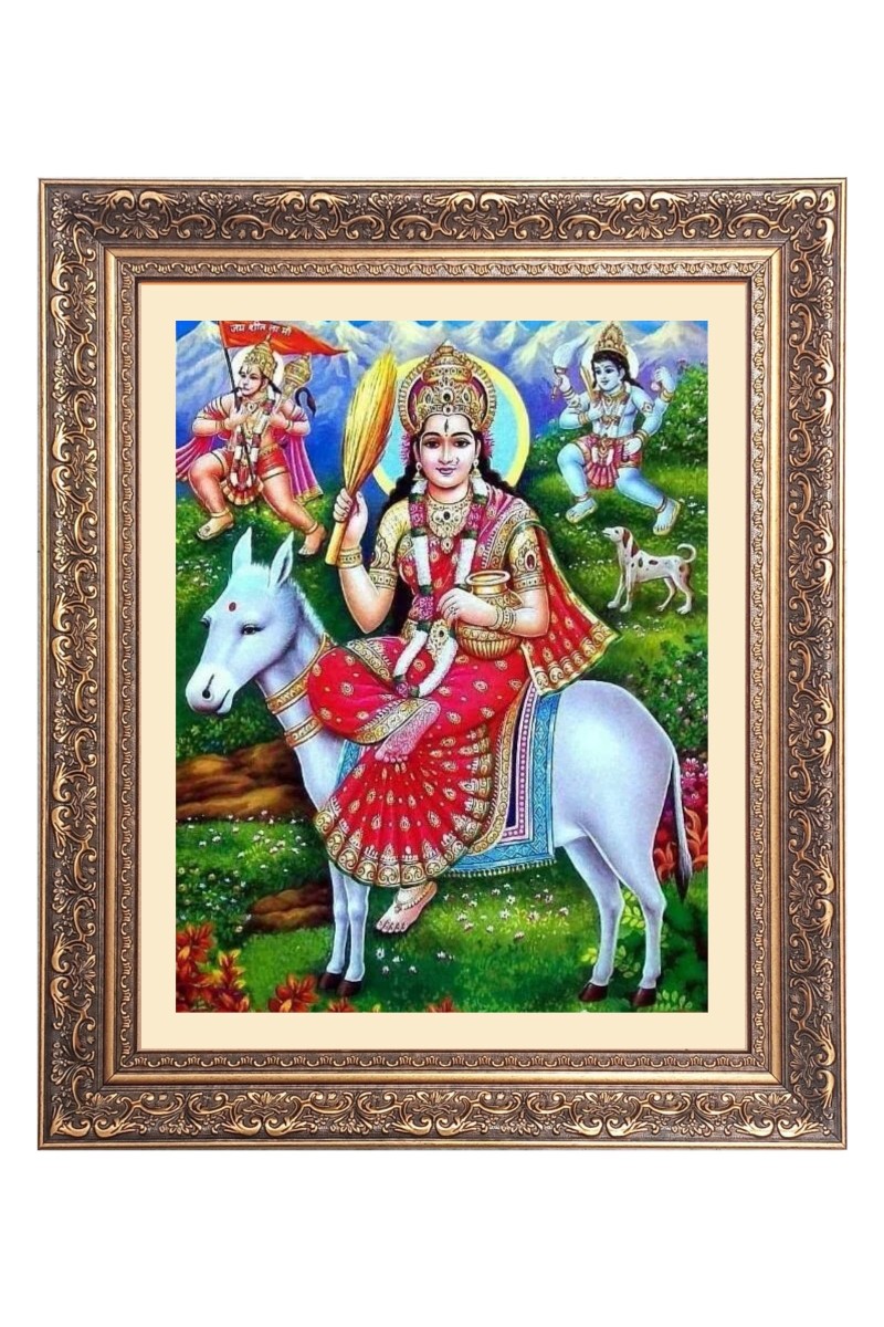 Maa Shitala Debi Big Photo Frame - 10x14 Inches for Home ,Temple &  Office Decoration