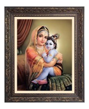 Baby Krishna with Maa Yoshoda Big Photo Frame - 10x14 Inches for Home ,Temple &  Office Decoration