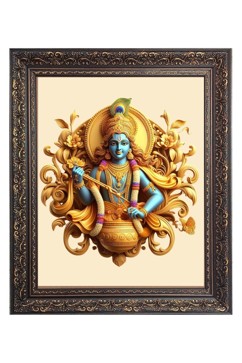 Lord Krishna Big Photo Frame - 10x14 Inches for Home ,Temple &  Office Decoration