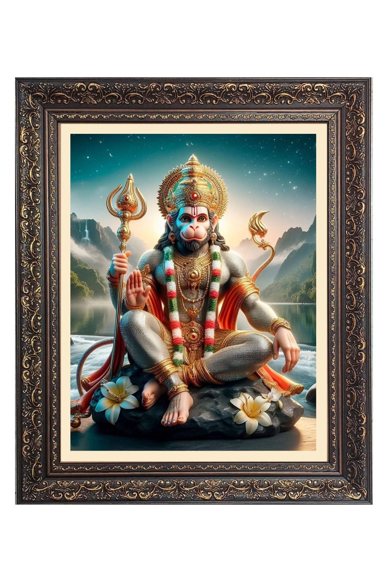 Sri Hanuman Big Photo Frame - 10x14 Inches for Home ,Temple &  Office Decoration