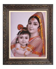 Baby Krishna with Maa yoshda Big Photo Frame - 10x14 Inches for Home ,Temple &  Office Decoration