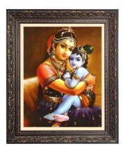 Baby Krishna with Maa yoshda Big Photo Frame - 10x14 Inches for Home ,Temple &  Office Decoration