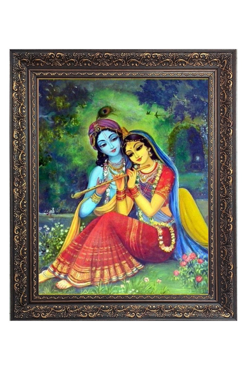 Sri Krishna and Sri Radha Big Photo Frame - 10x14 Inches for Home ,Temple &  Office Decoration