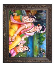 Maa Sita Luv and Kush Big Photo Frame - 10x14 Inches for Home ,Temple &  Office Decoration
