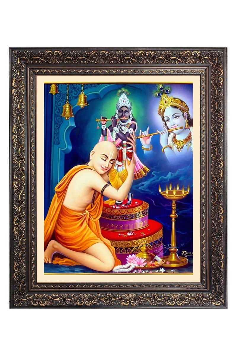 Sri Chaitanya with Sir Krishna Big Photo Frame - 10x14 Inches for Home ,Temple &  Office Decoration