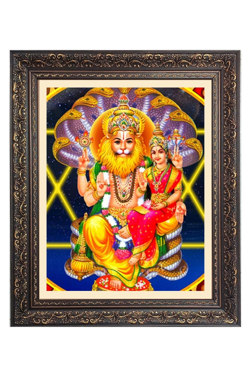 God Sri Lakshmi Narasimha Big Photo Frame - 10x14 Inches for Home ,Temple &  Office Decoration