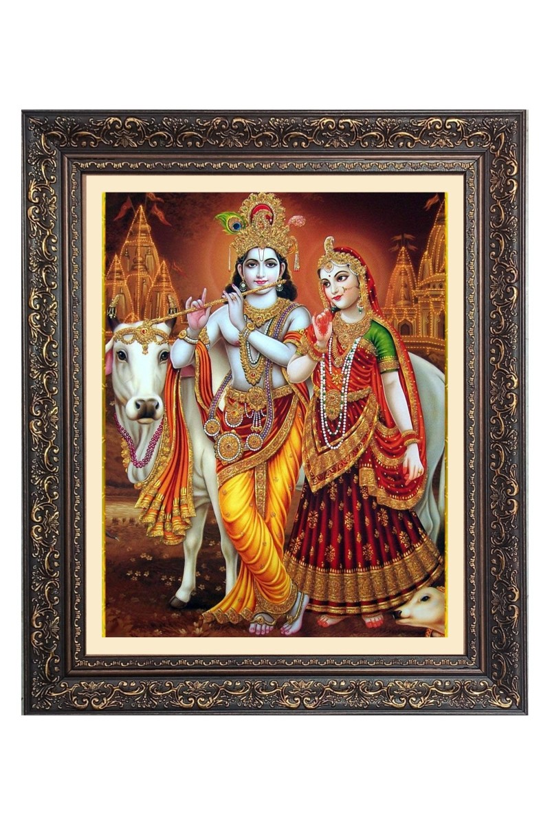 Sri Krishna and Sri radha Big Photo Frame - 10x14 Inches for Home ,Temple &  Office Decoration