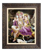 Sri Krishna and Sri Radha Big Photo Frame - 10x14 Inches for Home ,Temple &  Office Decoration