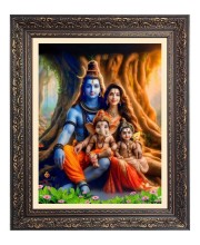Lord Shiv and Maa Parbati Family Big Photo Frame - 10x14 Inches for Home ,Temple &  Office Decoration