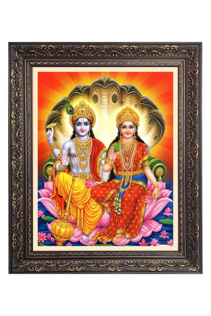 Maa Laxmi  and God Narayan Big Photo Frame - 10x14 Inches for Home ,Temple &  Office Decoration