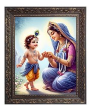 Maa Yoshada with Baby Krisha Big Photo Frame - 10x14 Inches for Home ,Temple &  Office Decoration
