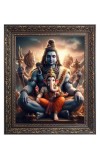 Lord Shiv and baby Ganesh Big Photo Frame - 10x14 Inches for Home ,Temple &  Office Decoration