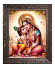 Maa Yoshoda with baby krishna Big Photo Frame - 10x14 Inches for Home ,Temple &  Office Decoration