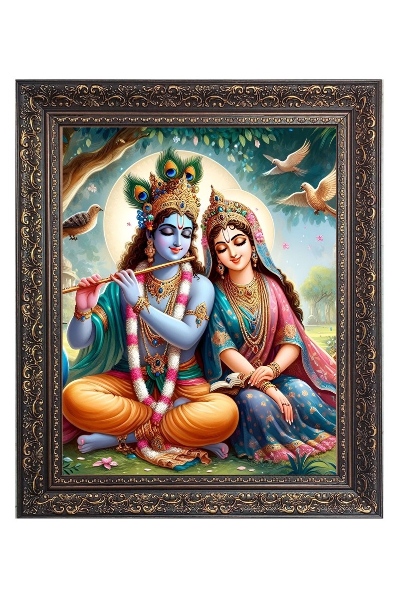 Sri Krishna with Sri Radha Big Photo Frame - 10x14 Inches for Home ,Temple &  Office Decoration