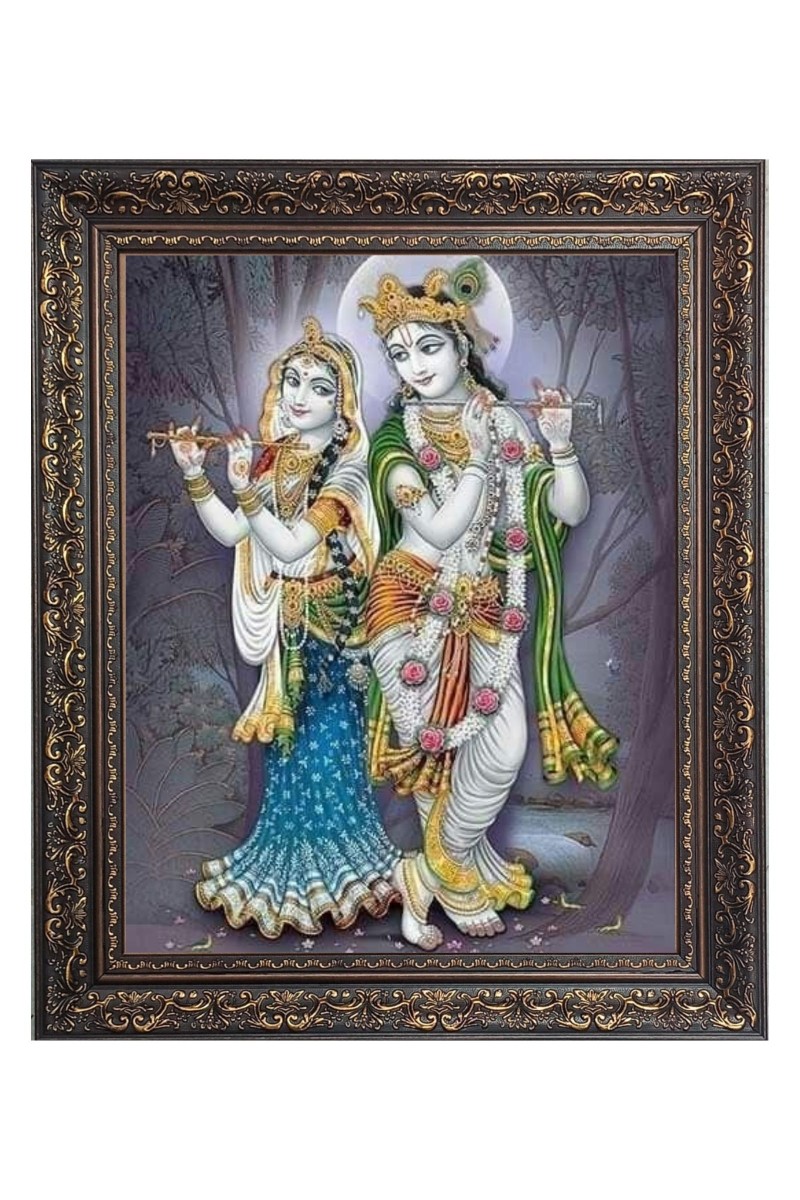 Sri Krishna with Sri Radha Big Photo Frame - 10x14 Inches for Home ,Temple &  Office Decoration
