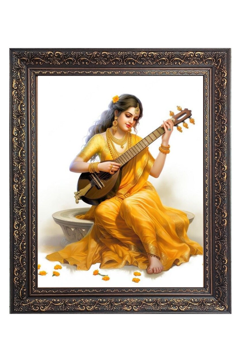 Goddess Saraswati Happy Vasant Panchami Puja Big Photo Frame - 10x14 Inches for Home ,Temple &  Office Decoration