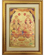 Maa Laxmi and Lord Ganeshji Golden Photo 11.5x15.5 Inches Perfect for Home, Office & Temple Decoration