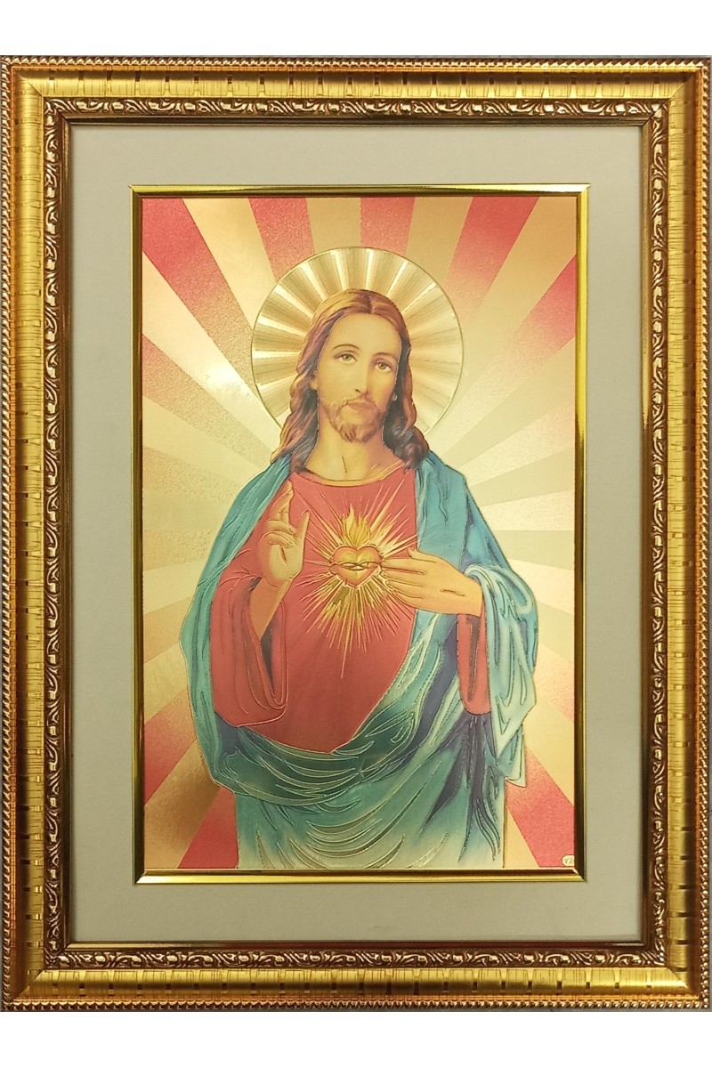 Jesus Christ Golden Photo 11.5x15.5 Inches Perfect for Home, Office & Temple Decoration