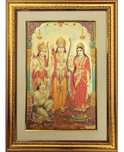 Sri Ram Darbar Golden Photo 11.5x15.5 Inches Perfect for Home, Office & Temple Decoration