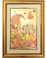 Lakshmi Narayan  Golden Photo 11.5x15.5 Inches Perfect for Home, Office & Temple Decoration