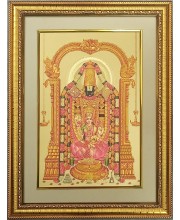 God Tirupati Golden Photo 11.5x15.5 Inches Perfect for Home, Office & Temple Decoration