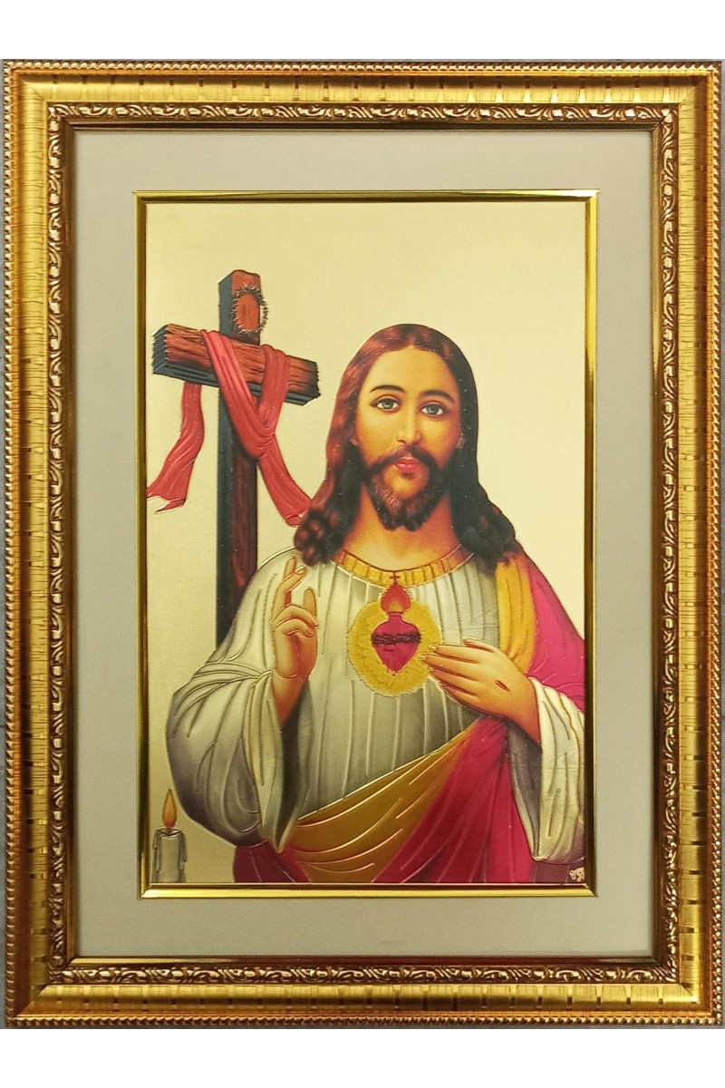 Jesus Christ Golden Photo 11.5x15.5 Inches Perfect for Home, Office & Temple Decoration