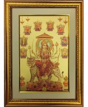 Nav Durga Golden Photo 11.5x15.5 Inches Perfect for Home, Office & Temple Decoration