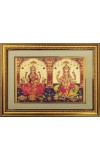 Maa Laxmi and Lord Ganesh Golden Photo 11.5x15.5 Inches Perfect for Home, Office & Temple Decoration
