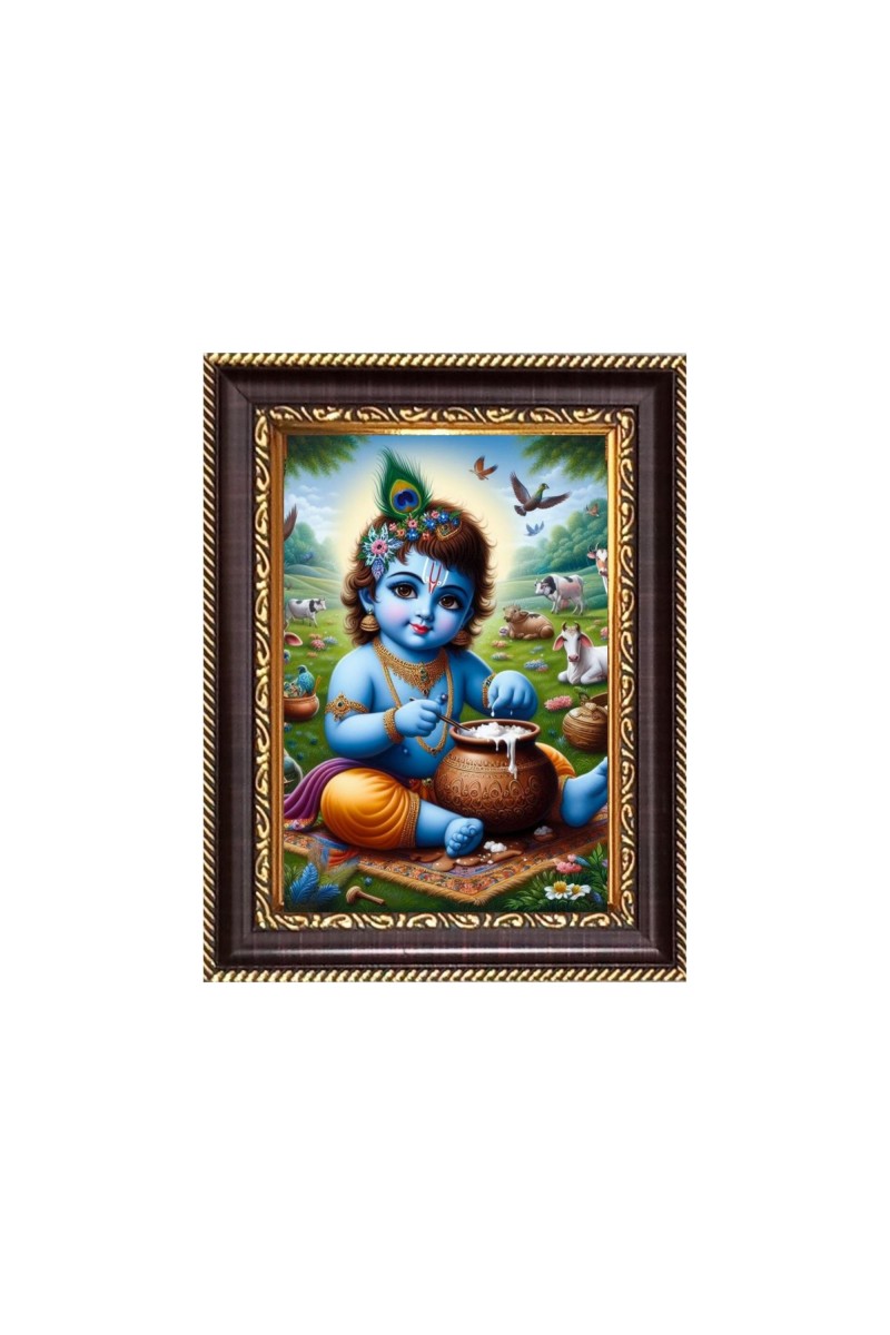 Bal Gopal Bal Krishna Digital Print Photo 6.7x8.7 inches  (I24) - Vibrant Religious Wall Art for Home or Office Decor.