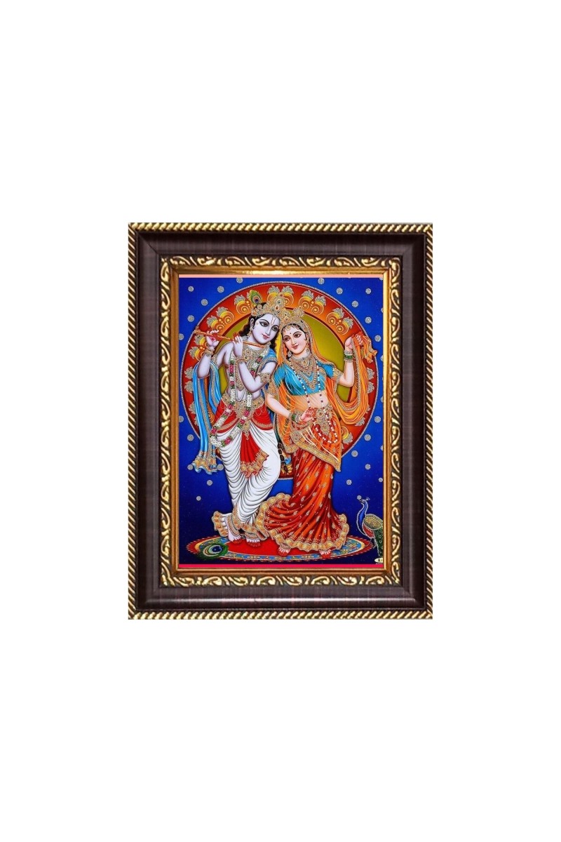Sri Krishna and Sri Radha Digital Print Photo 6.7x8.7 inches  (I24) - Vibrant Religious Wall Art for Home or Office Decor.