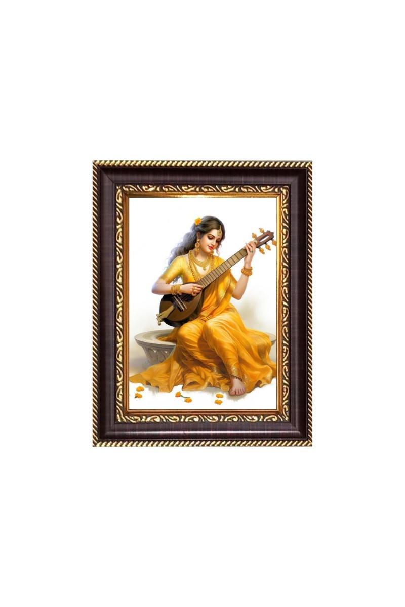Maa Saraswathi Digital Print Photo 6.7x8.7 inches  (I24) - Vibrant Religious Wall Art for Home or Office Decor.