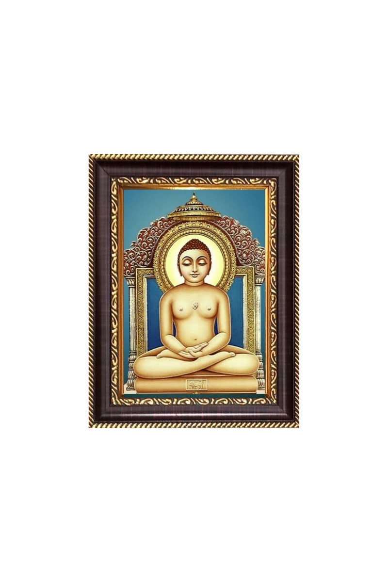 Sri Mahavir Digital Print Photo 6.7x8.7 inches  (I24) - Vibrant Religious Wall Art for Home or Office Decor.