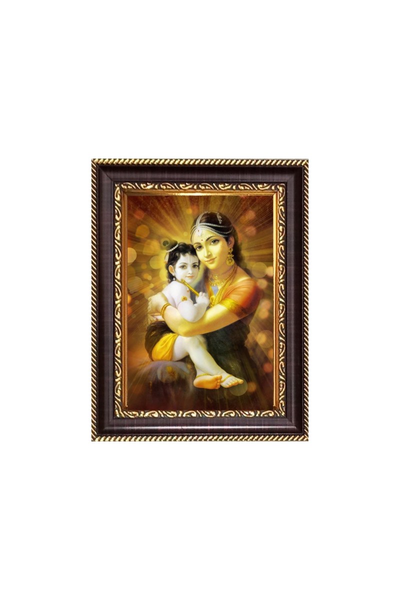 Baby krishna with mother yashoda Digital Print Photo 6.7x8.7 inches  (I24) - Vibrant Religious Wall Art for Home or Office Decor.