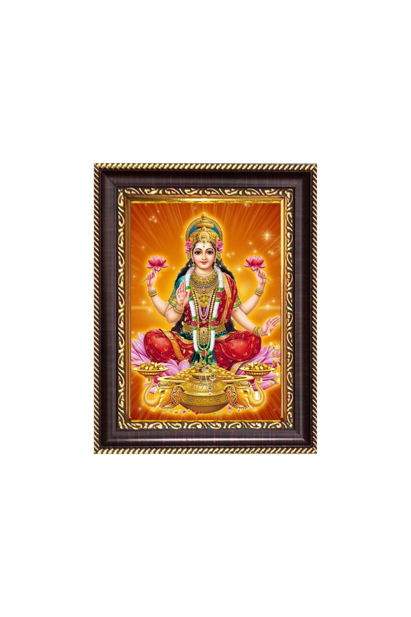 Maa Lakshmi Digital Print Photo 6.7x8.7 inches  (I24) - Vibrant Religious Wall Art for Home or Office Decor.
