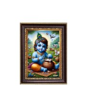 Baby Krishna Digital Print Photo 6.7x8.7 inches  (I24) - Vibrant Religious Wall Art for Home or Office Decor.