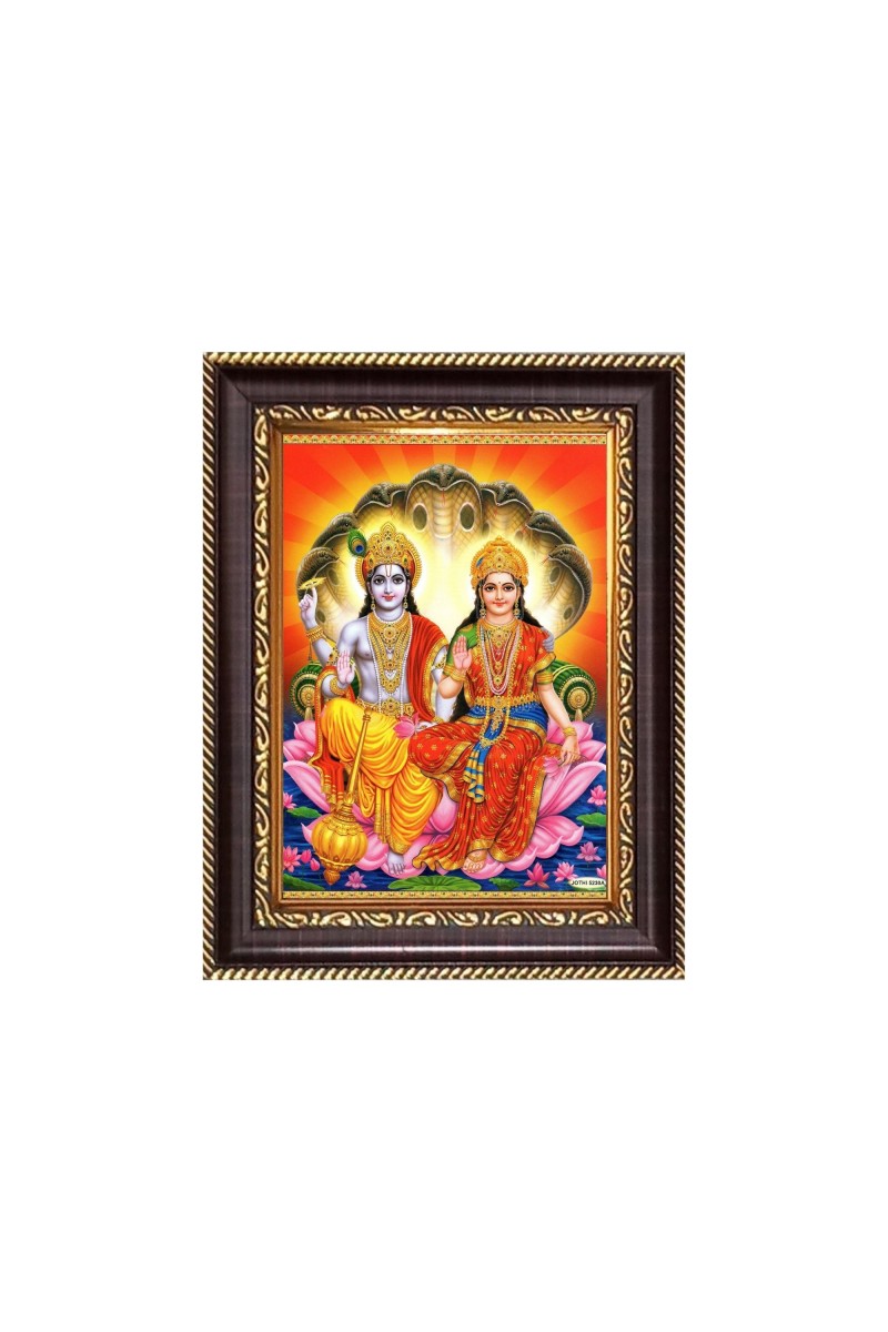 Ma Lakshmi and Sri Narayan Digital Print Photo 6.7x8.7 inches  (I24) - Vibrant Religious Wall Art for Home or Office Decor.