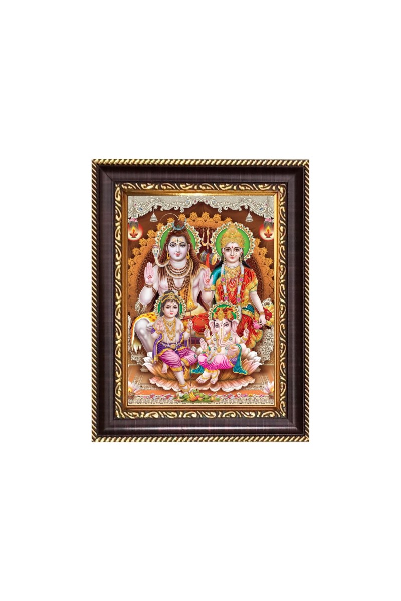 Lord Shib Parbati Family Digital Print Photo 6.7x8.7 inches  (I24) - Vibrant Religious Wall Art for Home or Office Decor.