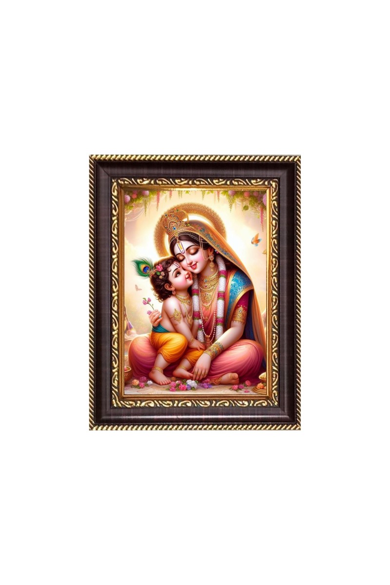 Maa yoshada and baby Krishna Digital Print Photo 6.7x8.7 inches  (I24) - Vibrant Religious Wall Art for Home or Office Decor.
